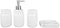 Home Basics Rustic Mason Jar 4 Piece Décor Bathroom Accessories Set, includes Lotion Pump Dispenser, Toothbrush Holder, Cup Tumbler, and Soap Dish , White