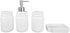 Home Basics Rustic Mason Jar 4 Piece Décor Bathroom Accessories Set, includes Lotion Pump Dispenser, Toothbrush Holder, Cup Tumbler, and Soap Dish , White