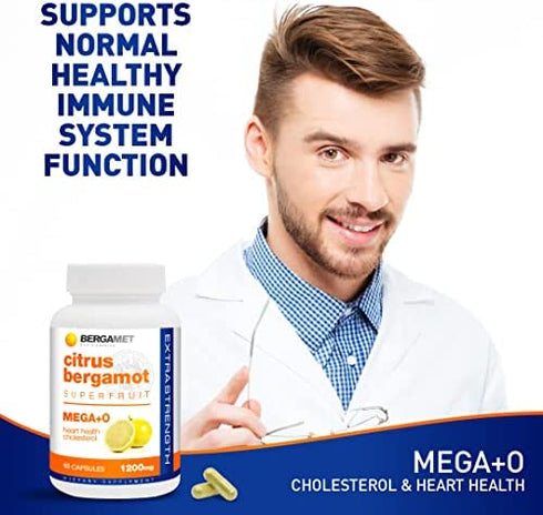 Citrus Bergamot - 1200mg, 80% Polyphenols - Citrus Bergamot Supplement for Healthy Cholesterol - Supports Heart & Cardiovascular Health - Cholesterol Supplements - Bergamot Capsules - USA - 60 Caps