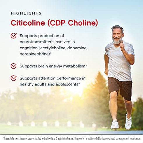 Jarrow Formulas Citicoline (CDP Choline) 250 mg - 120 Capsules - Supports Brain Health & Attention Performance - Up to 120 Servings ( Packaging May Vary )
