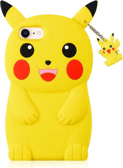 TopSZ Yellow Pikacu Case for iPhone 7/8/SE 2022/2020,3D Cartoon Animal Cover,Girls Kids Teens Boys Man Animated Cool Fun Cute Kawaii Soft Funny Unique Character Cases for iPhone 7/8/SE 2022/2020 4.7"