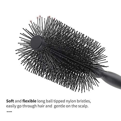 Large Round Hair Brush for Women Blow Drying, Soft Nylon Bristles, 2.5-inch Diameter, Big Round Brush for Blowout, Styling, Curling, Smoothing Medium to Long Wavy, Curly, Thick Hair
