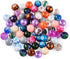 KISSITTY 200-Piece Mixed Painted Marble Design Glass Round Beads 10mm with 1.5mm Hole for DIY Jewelry Craft Making