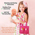 Click N' Play Baby Girl Doll Diaper Bag, Pink Soft Carrying Bag Including Cleaning, Caring and Feeding Accessories