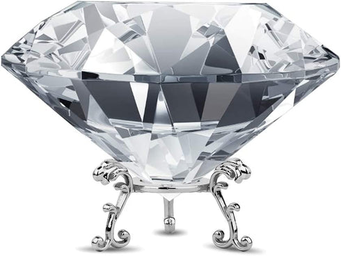 Large Crystal Diamond Paperweight with Stand Jewels Wedding Decorations Centerpieces Home Decor 3.93 inch (Clear 100mm)