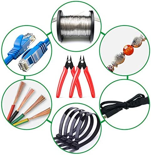 BOENFU Wire Cutters Zip Tie Cutters Micro Flush Cutter 2 Pack 5 Inch Precision Wire Clippers Hobby Snips Small Side Cutting Pliers for Jewelry Making, Electronics | Red