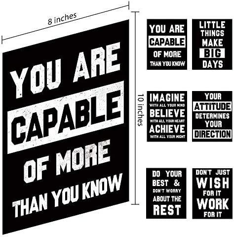 HOMANGA Motivational Wall Art Posters, Positive Office Decor Art Prints, Set of 6, Inspirational Quote Wall Decor for Bedroom Teen Boy Office Living Room, Canvas Posters 8x10 Inch Unframed