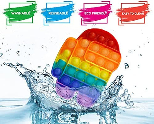 Pack of 2 - Bakshee Push Pop Bubble Fidget Sensory Toy for Stress, Anxiety - Poppet Fidget Toy to Improve Focus - Gift for Autism Special Needs, Kids, Girls, Boys ( Rainbow - Unicorn and)