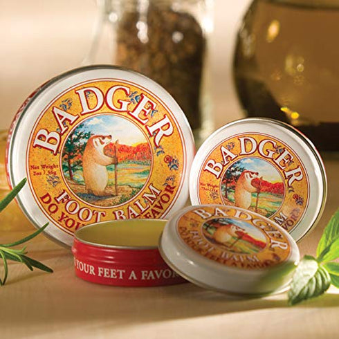 Badger - Foot Balm, Peppermint & Tea Tree, Heel Balm for Dry Cracked Feet, Certified Organic, Foot Balm with Essential Oils, Extra Virgin Olive and Jojoba Oils, 2 oz