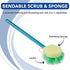 Sammons Preston Bendable Scrub & Sponge, All-in-One Bath Scrubber and Loofah, Long Handle Exfoliating Bathing Wand for Shower, Flexible Hygiene Assistance Tool for Elderly, Limited Range of Motion