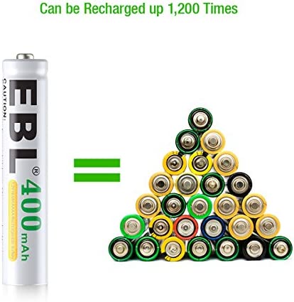 EBL AAAA Rechargeable Batteries, 1.2V 400mAh Ni-MH AAAA Rechargeable Battery for Surface Pen, 4-Count
