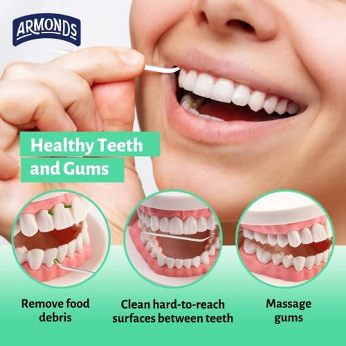 Armonds ProPicks Original Dental Picks for Teeth Cleaning - Disposable Plastic Toothpicks for Teeth & Gums - Cleans Teeth & Massages Gums - Fresh Mint Flavor - 6 Packages x 120 Interdental Tooth Picks