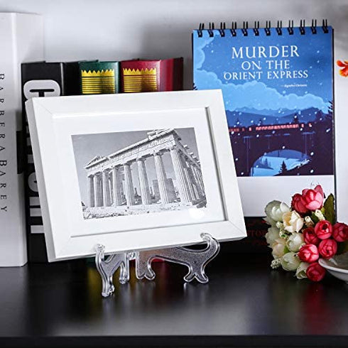 Boao 12 Pieces Plastic Easel Plate Stands Holders Picture Easel, Clear (7 Inches)