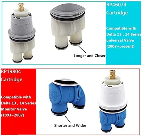 RP46074 Universal Valve Cartridge Assembly,13/14 Series White, Multi-Choice For Delta Monitor Shower Parts Faucet Tub Replacement Single-Handle Control MulitChioce Valve Cartridge Repair Kit