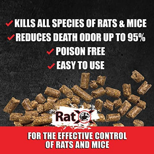 EcoClear Products 620104, RatX All-Natural Non-Toxic Humane Rat and Mouse Killer Pellets, Ready-To-Use Pre-Measured 3 oz. Bait Trays, 2-Pack