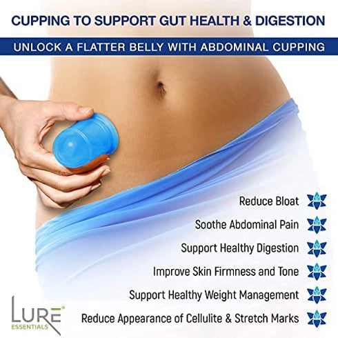 Lure Anti Cellulite Cupping Therapy Set - Massager Cupping Kit with 3 Silicone Massage Cups - Cellulite Cupping Sets Use with Cellulite Oil - Sculpt Shower Silicone Cupping Set