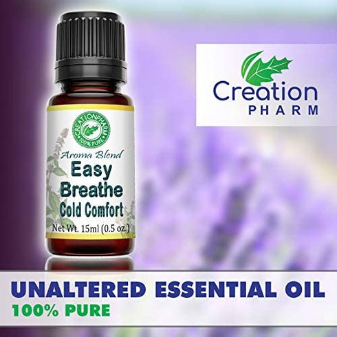Easy Breathe Essential Oil Blend with Peppermint, Eucalyptus, Clary Sage, Rosemary, Cedar, Aromatherapy by Creation Pharm