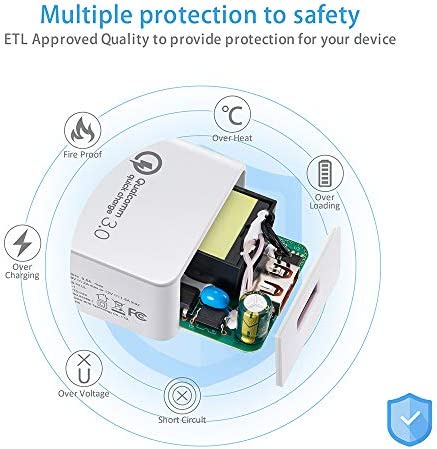 Quick Charge 3.0 Fast Wall Charger for Samsung Galaxy J7 Pro/Sky Pro/Perx,J7 V/J7 Star/Crown/Prime/Eclipse/Refine,J7 Luna/Neo/Max,S6/S6 Plus/S7 Edge /S7 /S4/S3/Note 4/5/Note Edge,5FT Micro Cord