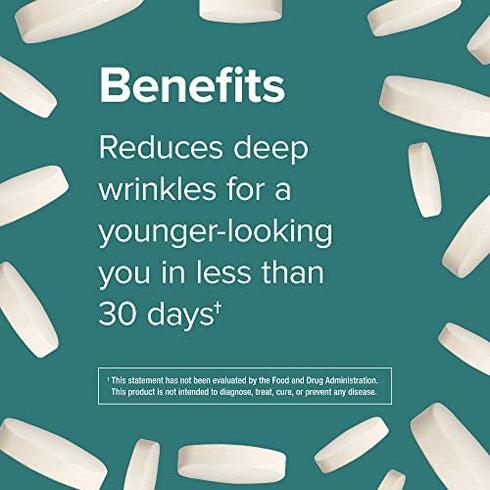 Webber Naturals Collagen30 with Hyaluronic Acid, Bioactive Collagen Peptides, 180 Tablets, Helps Reduce Joint Pain, Eye Wrinkles and Fine Facial Line, Non GMO