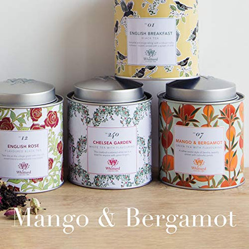 Whittard of Chelsea - Tea Discoveries Mango & Bergamot Caddy - Black Loose Leaf Tea, Vegetarian, Vegan Friendly, Resealable Tea Tin (100g, 1ct)