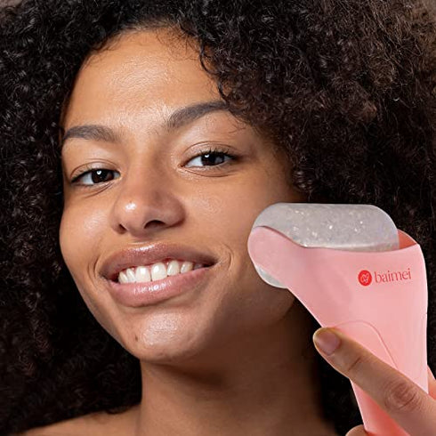 Ice Roller for Face and Gua Sha Facial Tools, BAIMEI Ice Face Roller Reduces Puffiness Migraine Pain Relief-Pink