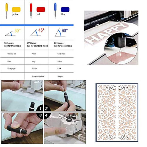 50Pcs Cutting Blades for Cricut Explore Air/Air 2/Air 3/Maker/Maker 3, Vinyl Cutting Blades for Cricut Machine, Including 10Pcs 30°, 20Pcs 45°, 20Pcs 60° Fine Point Blades for Cutting Replacement Blades Bundle