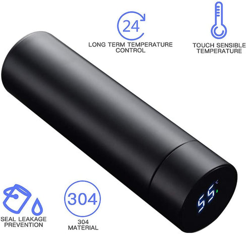 Locckmy Water Bottle with LED Temperature Display,Double Walled Vacuum Insulated Water Bottle,Stainless Steel Sports AutomotiveTravel Mug,BPA-free Leak Proof Keep Cold and Keep Warm 12H