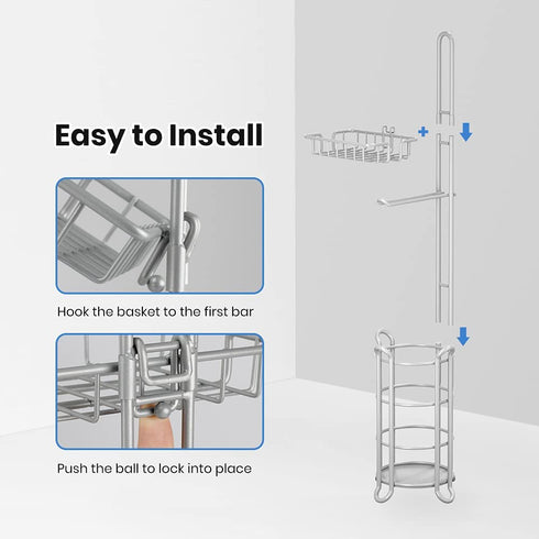 Toilet Paper Holder Stand Bathroom Tissue Paper Roll Storage with Shelf Holds Reserve Mega Rolls-Gray