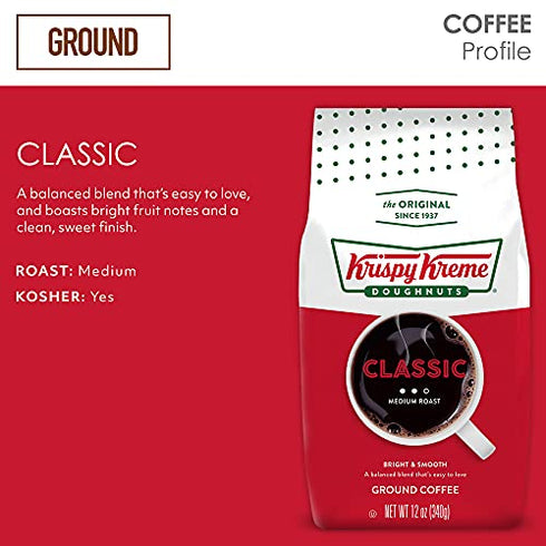Krispy Kreme Classic, Ground Coffee, Medium Roast, Bagged 12 oz