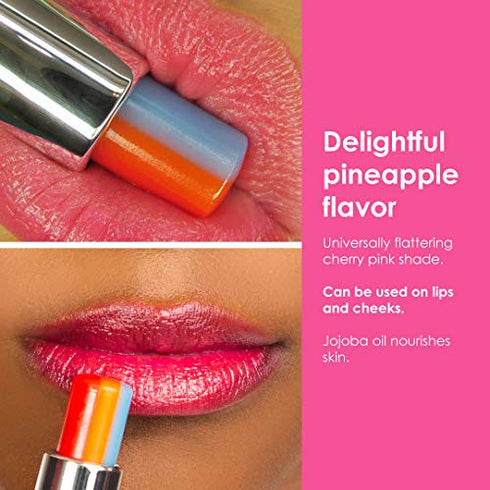 Winky Lux Rainbow Tinted Lip Balm, pH Lip Balm, pH Lipstick Color Changing with Jojoba Oil, Color Changing Lip Balm, Pineapple Scented Vegan Lip Balm