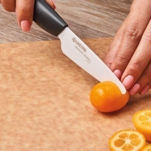 Kyocera 3-Piece Slicing Knife Set Ceramic, 5-inch 4.5-inch and 3-inch, Black Handle with White Blades