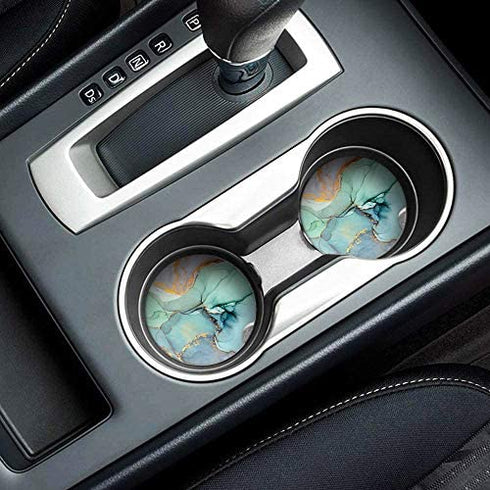 Britimes Absorbent Car Coasters 2 Pack for Cup Holders, 2.56" Ceramic Stone & Non-Scratch Cork Base Drink Coasters