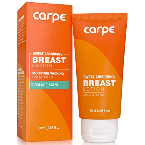 Carpe No-Sweat Breast (Pack of 2) - Helps Keep Your Breasts and Skin Folds Dry - Sweat Absorbing Lotion - Helps Control Under Breast Sweat - Great For Chafing and Stain Prevention