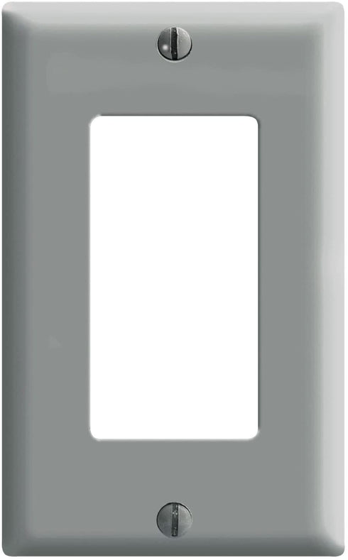 Leviton 80401-GY 1-Gang Decora/GFCI Device Decora Wallplate, Standard Size, Thermoset, Device Mount, 25-Pack, Gray