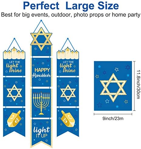 Happy Hanukkah Banner Chanukah Decorations Hanukkah Porch Hanging Welcome Sign for Home Holiday Party Outdoor Decor