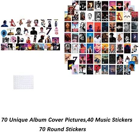 Btaidi 110 Pcs Album Cover Aesthetic Pictures Wall Collage Kit, Album Style Photo Collection Collage Dorm Decor, 70 Album Cover Posters 40 Music Stickers , 4x6 inch Album Cover Poster for Room Bedroom Aesthetic