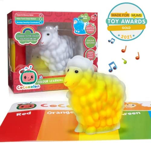 WOW! STUFF CoComelon Toys Musical Color Learning Sheep | Changes to Match Colors | Plays Baa Baa Black Sheep Nursery Rhyme | Night Light Sleep Soother Mode | for Girls and Boys | Ages 2+