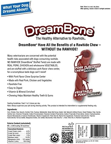 Dreambone Dbst-02457 Pork Stuffed Twist Pet Chew Treats (9 Pack), One Size