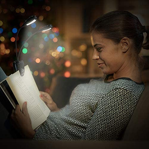Vekkia 10 LED Music Stand Light, USB/AAA Battery Operated Book Light, Eye-Cared Clip on Light, 3 Brightness×3 Color Light up 2 Full Pages, Perfect for Readers, Kids, Music Stand