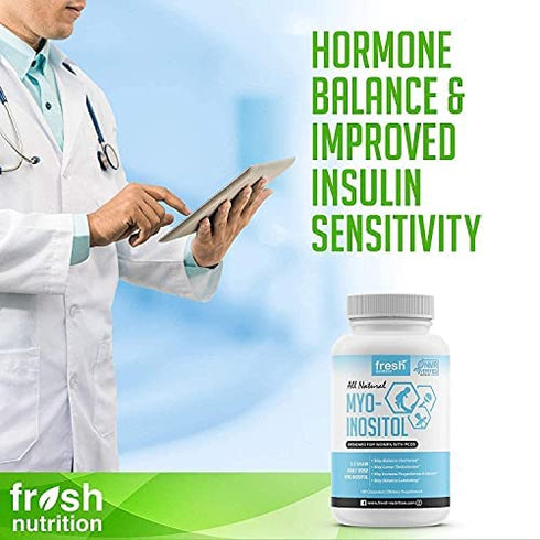 Myo-Inositol - PCOS - 2200mg Strongest NMR Verified - 120 High Potency Powder Capsules - Best Value Myo Inositol - Made in The USA