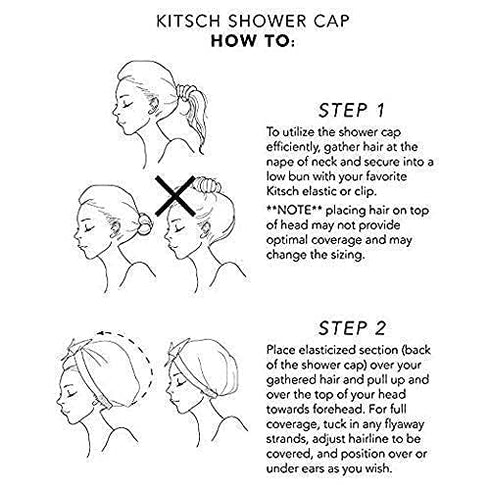 Kitsch Luxury Reusable Shower Cap for Women - Waterproof & Stylish Bonnet for Curly Hair & Long Hair - One Size Fits Most Shower Caps with Anti Slip Silicon Grip | Hair Cap for Shower (Floral)