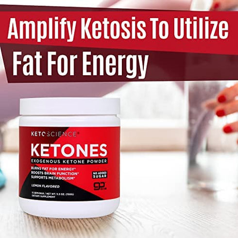 Keto Science Ketones Powder Dietary Supplement, Sugar-Free Lemon Drink Mix, Supports Carb-Fighting Diet & Weight Loss, Packaging May Vary, Green, 5.3 Oz
