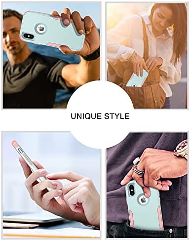 BENTOBEN iPhone X Case, iPhone Xs Case, 3 in 1 Heavy Duty Rugged Hybrid Hard PC Soft TPU Bumper Shockproof Non-Slip Protective Cases Cover for iPhone X (2017) / iPhone Xs (2018) 5.8 Inch, Green/Pink