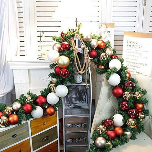 PiuPiu Christmas Garland Decorations Greenery Tree Branch Christmas Wreath Mantle Decoration for Outdoor Indoor 280 Branches,9 Feet