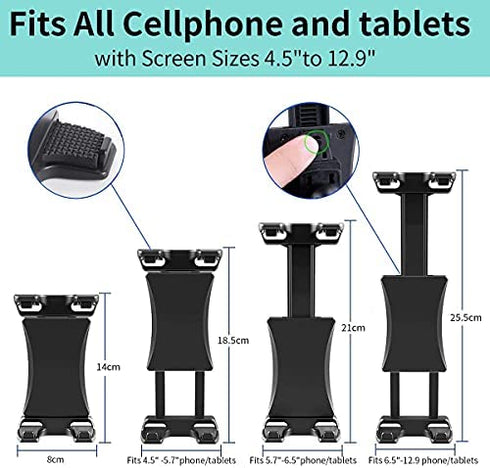 ChargerCity 360º Swivel 1/4-20 Tripod Tablet Smartphone Holder w/Pole Mic Microphone Stand Mount for iPad, iPad Pro, iPad Air, iPad Mini, 2, 3, iPhone, Smartphone 4.7-12.9" Tablets