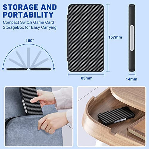 CYKOARMOR Switch Game Case for Nintendo Switch Game Card with 24 Switch Game Holder Storage and 24 Micro SD Cartridge Slots, Slim Switch Game Organizer Include Hard Shell and Soft Rubber-Grey Black