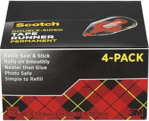 Scotch Adhesive Dot Roller Value Pack, .31 in x 49 ft, 4 Pack, Great for Home, Office and School Projects (6055BNS)
