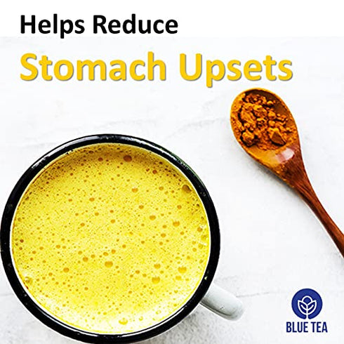 BLUE TEA - Turmeric Ashwagandha Tea Bags - 15 TB || INDIAN SUPERFOOD || Turmeric Tea - High in Curcumin - Caffeine Free Herbal Tea | Plastic-Free | Non-GMO| Premium Tin Pack |
