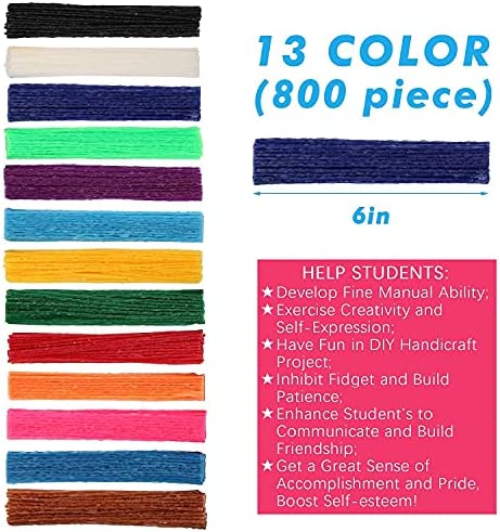 500pc Art Crafts Wax Yarn Sticks Non-Toxic Bendable Sticky Material in Bulk. Perfect Handicraft Gift, Entertainment for Teen Student DIY Project (500) (500)