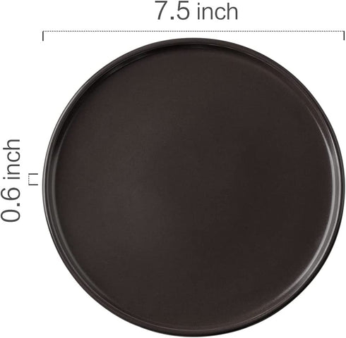 GBHOME Stoneware Salad plates set of 4, 7.5 Inch Ceramic Dessert Dishes Set,Dinner Plates for Salad,Dessert, Pasta, Fruit , Scratch Resistant and Dishwasher & Microwave Safe,Dark Brown